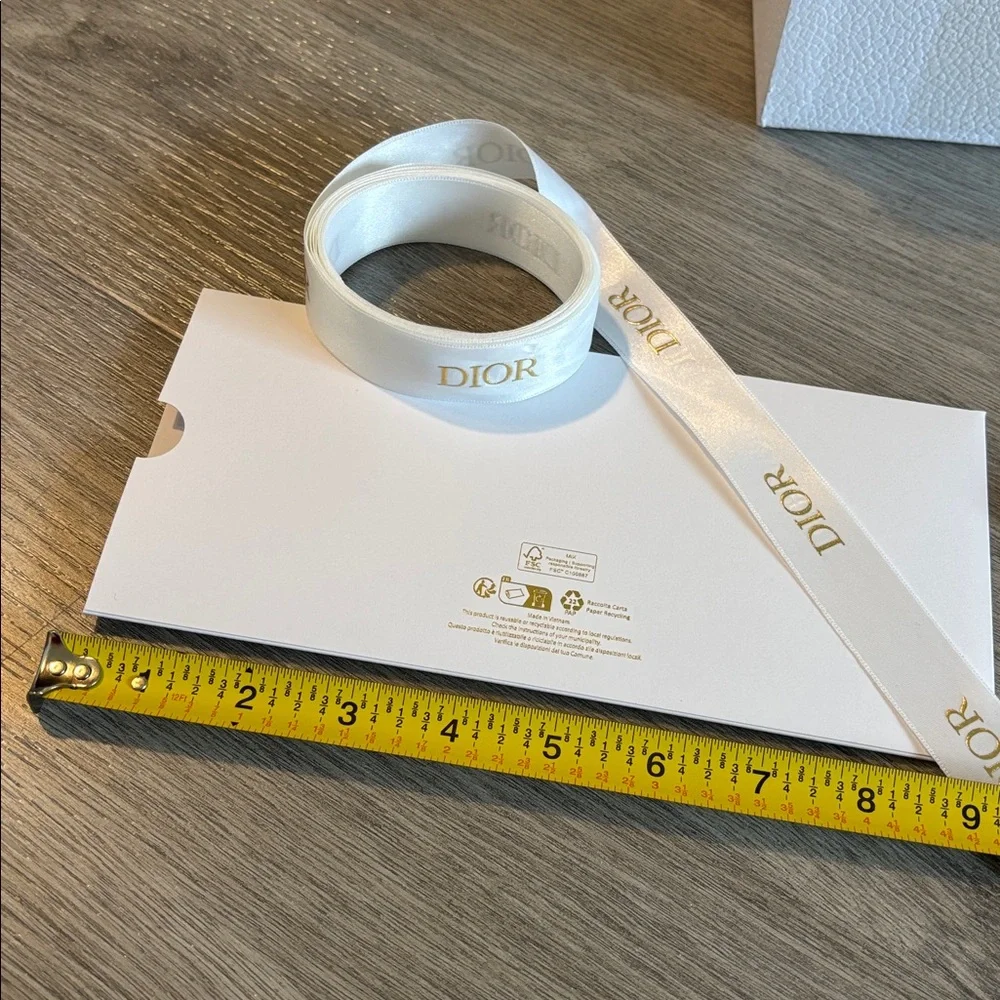 White Dior Shoe Box, 2 Dust Pouches, Ribbon, receipt sleeve and care card set - Picture 2 of 13